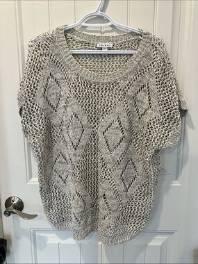TRIBAL Open Sweater Topper OATMEAL GREY Sz XL